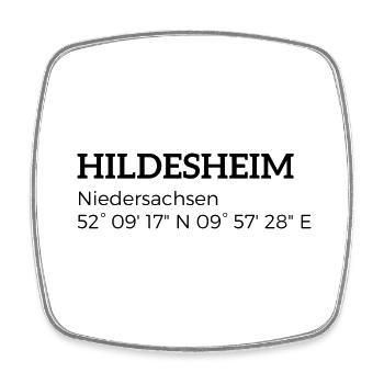 les coordonnées de Hildesheim, Basse-Saxe - Magnet carré - blanc - Devant