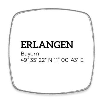 Erlangen Bavière coordonnées - Magnet carré - blanc - Devant