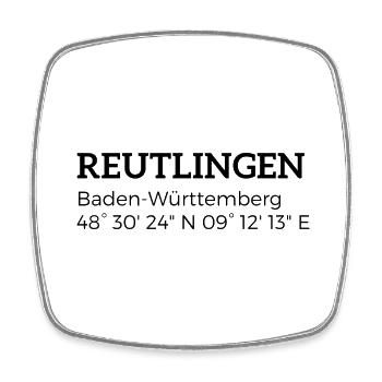 Reutlingen Baden-Württemberg Koordinaten - Viereckiger Kühlschrankmagnet - Weiß - Vorne