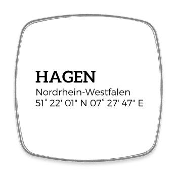Hagen North Rhine-Westphalia coordinates - Square fridge magnet - white - Front