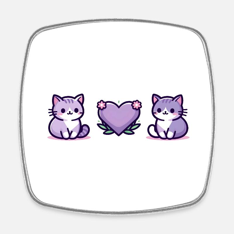 Cats with a big heart - Square fridge magnet - white