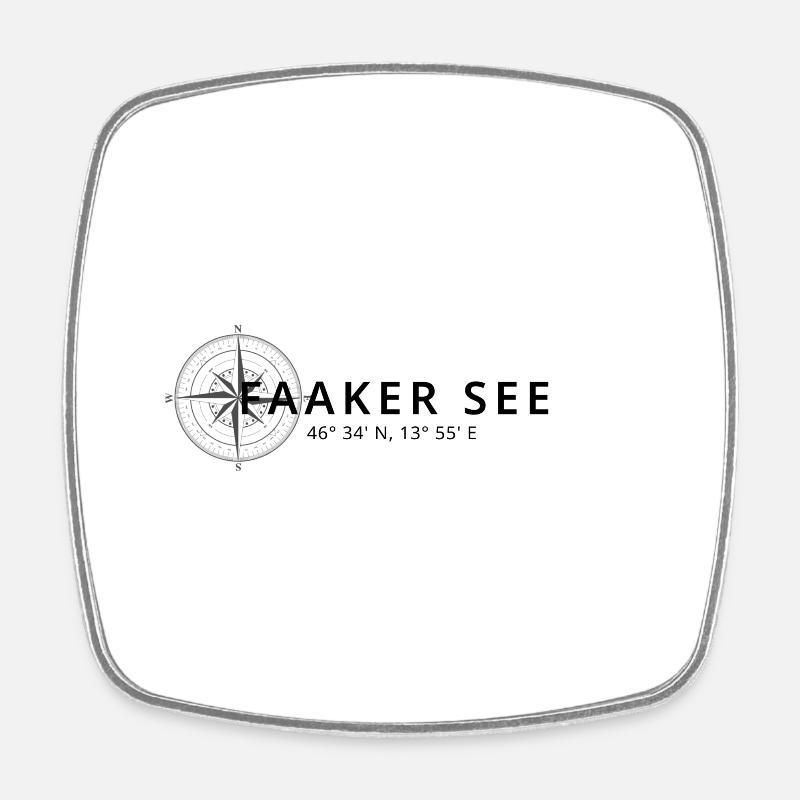 Faakersee Compass Design - Square fridge magnet - white