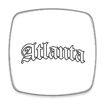 Atlanta Logo: Gothic Design mit urbanem Style - Viereckiger Kühlschrankmagnet - Weiß - Vorne