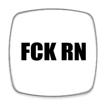 Fck rn - Magnet carré - blanc - Devant