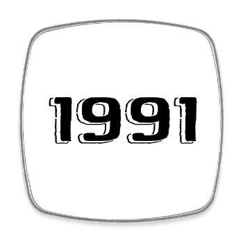 Jahrgang 1991 geboren Geburtstag Retro 1991 - Viereckiger Kühlschrankmagnet - Weiß - Vorne