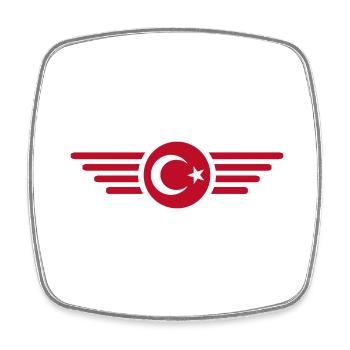 Türkiye Turquie Turquie Ailes et croissant de lune - Magnet carré - blanc - Devant