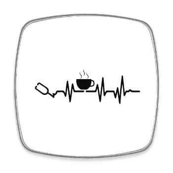 Battement de cœur café - Magnet carré - blanc - Devant