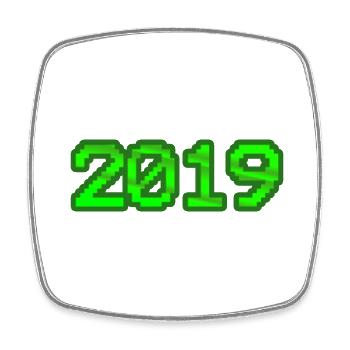 2019 2019 - Viereckiger Kühlschrankmagnet - Weiß - Vorne