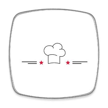Chef's hat with stars - Square fridge magnet - white - Front