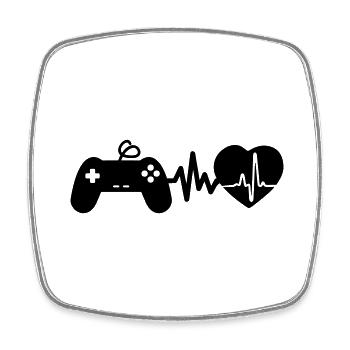 Gaming ist Leben Herzschlag für Gamer - Viereckiger Kühlschrankmagnet - Weiß - Vorne