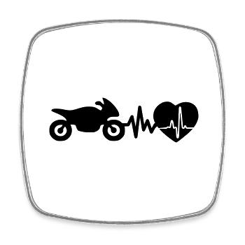 Motorcycling is life Heartbeat for bikers - Square fridge magnet - white - Front