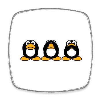 Trois pingouins sages n’entendent rien dire équipe - Magnet carré - blanc - Devant