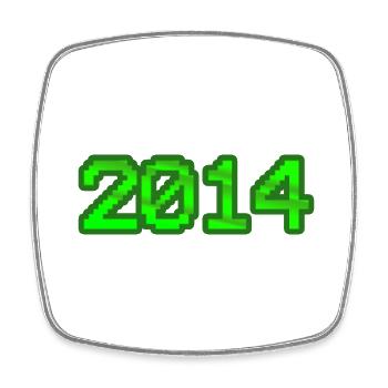 2014 2014 - Viereckiger Kühlschrankmagnet - Weiß - Vorne
