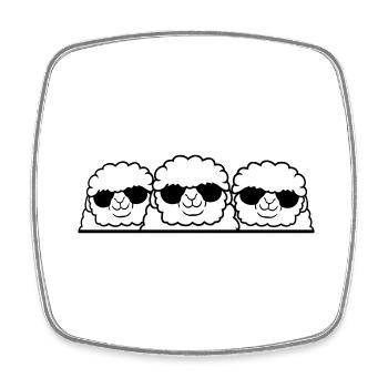 3 DJ Schafe Hinter Zaun Mauer Sonnenbrille Freunde - Viereckiger Kühlschrankmagnet - Weiß - Vorne