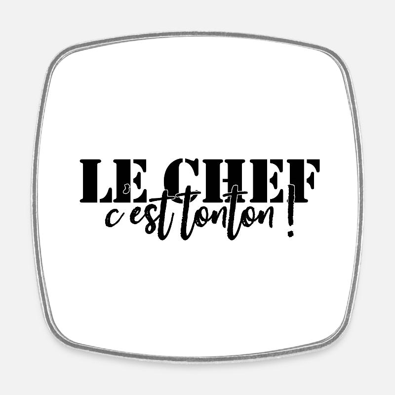Personalized 🍴 apron The chef is UNCLE! - Square fridge magnet - white