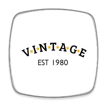 Vintage ist 1980er Jahre - Viereckiger Kühlschrankmagnet - Weiß - Vorne