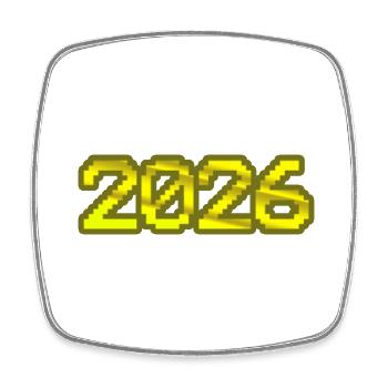 2026 - Viereckiger Kühlschrankmagnet - Weiß - Vorne