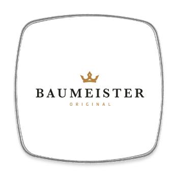 Baumeister Original Familienlogo - Viereckiger Kühlschrankmagnet - Weiß - Vorne