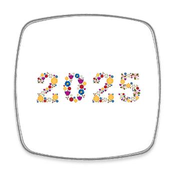 Flowers 2025 - Viereckiger Kühlschrankmagnet - Weiß - Vorne