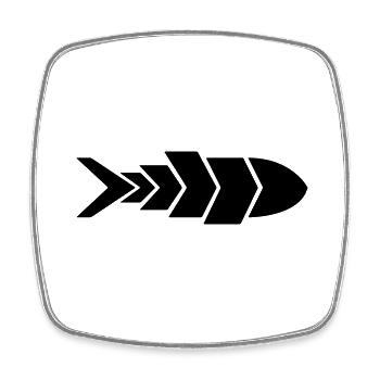 Minimalistischer Fischpfeil | Fish Arrow Design - Viereckiger Kühlschrankmagnet - Weiß - Vorne
