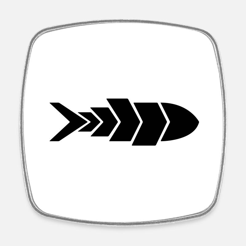 Flèche de poisson minimaliste | Conception de flèche de poisson - Magnet carré - blanc