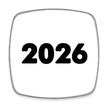 2026 - Viereckiger Kühlschrankmagnet - Weiß - Vorne