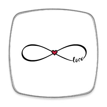Infinity Love Schrift Unendlichkeit 8 rotes Herz - Viereckiger Kühlschrankmagnet - Weiß - Vorne