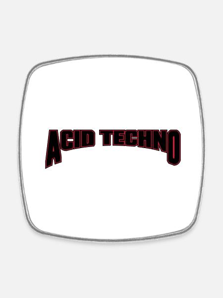 Acid Techno - Square fridge magnet - white