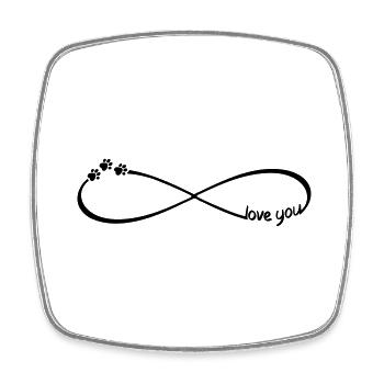 symbole de l'infini vous aimez les pieds de chat de chien - Magnet carré - blanc - Devant