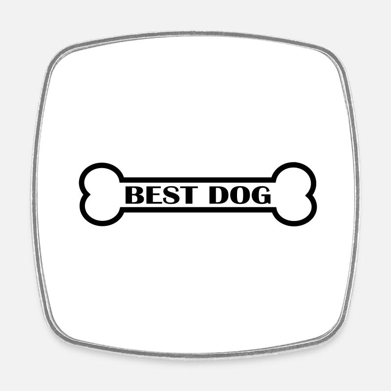 Bester Hund / Best Dog mit einem Knochen - Viereckiger Kühlschrankmagnet - Weiß