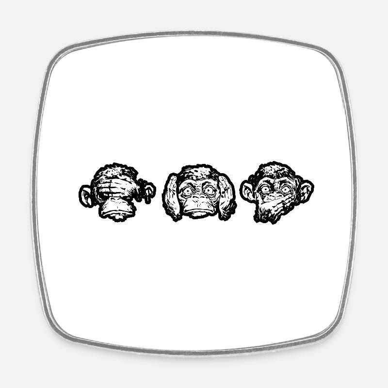 Les trois singes - Magnet carré - blanc