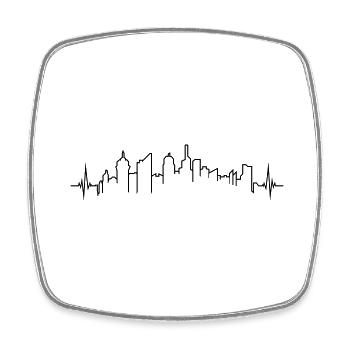 city pulse heartbeat frequency contour line metrop - Square fridge magnet - white - Front