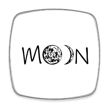 text logo moon moon phases crescent full moon siche - Square fridge magnet - white - Front
