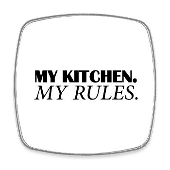my kitchen my rules - Viereckiger Kühlschrankmagnet - Weiß - Vorne