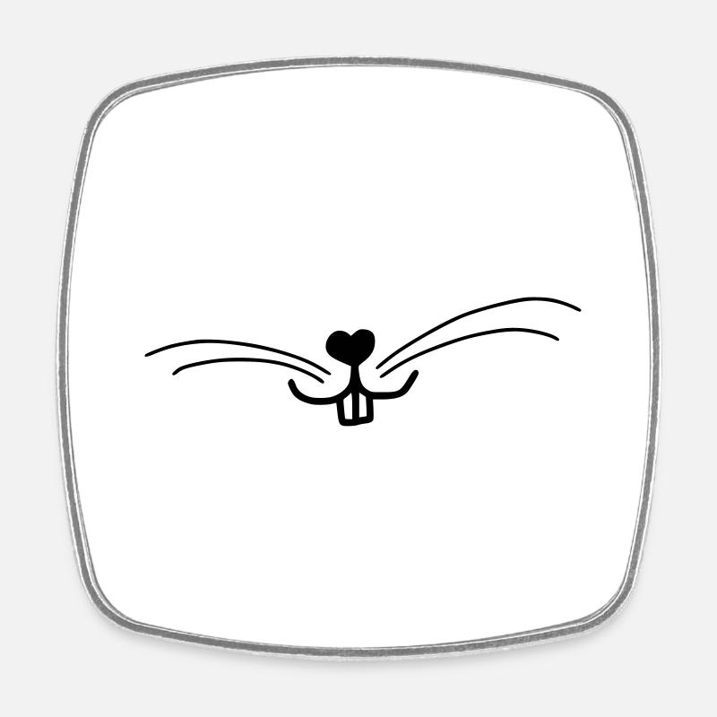 Visage de lapin mignon - Magnet carré - blanc