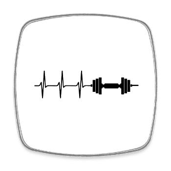 heartbeat dumbbell workout - Square fridge magnet - white - Front