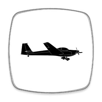 Avion pilote TMG Motorsegler Faucon - Magnet carré - blanc - Devant