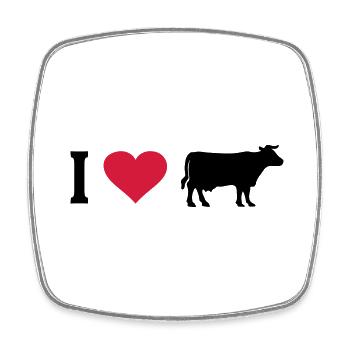 Kuh Kühe Herz I Love Bauernhof Bauer Landwirt Rind - Viereckiger Kühlschrankmagnet - Weiß - Vorne