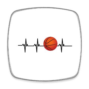 Basketball Herzschlag - Viereckiger Kühlschrankmagnet - Weiß - Vorne