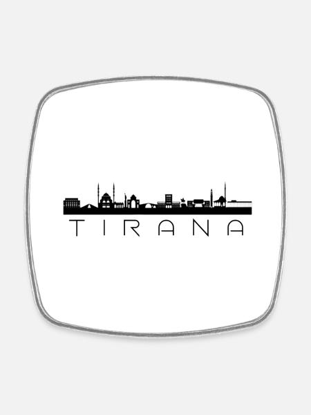TIRANA CITY - Square fridge magnet - white