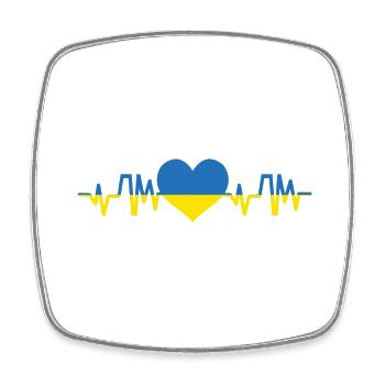 Herzschlag Ukraine - Ich Stehe Mit Ukrainischer - Viereckiger Kühlschrankmagnet - Weiß - Vorne