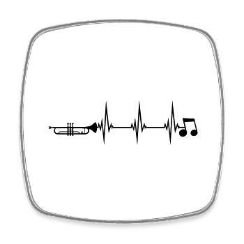 Herzschlag Trompete Instrument - Viereckiger Kühlschrankmagnet - Weiß - Vorne