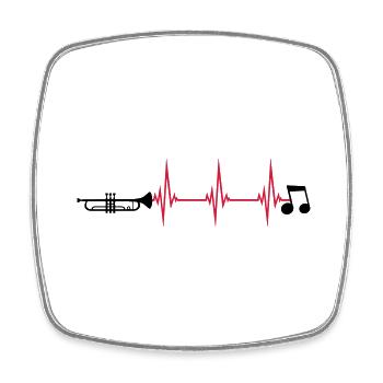 Puls Trompete Instrument - Viereckiger Kühlschrankmagnet - Weiß - Vorne