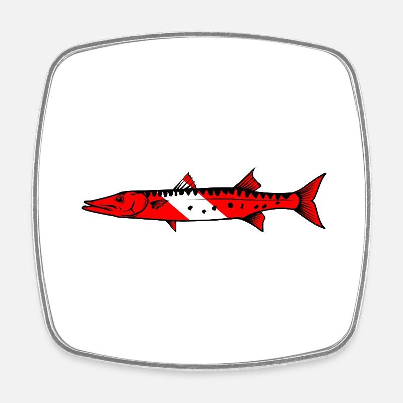 Barracuda par Scuba.Style - Magnet carré - blanc