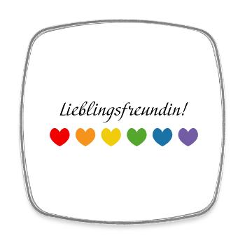 Regenbogenherzchen Lieblingsfreundin - Viereckiger Kühlschrankmagnet - Weiß - Vorne