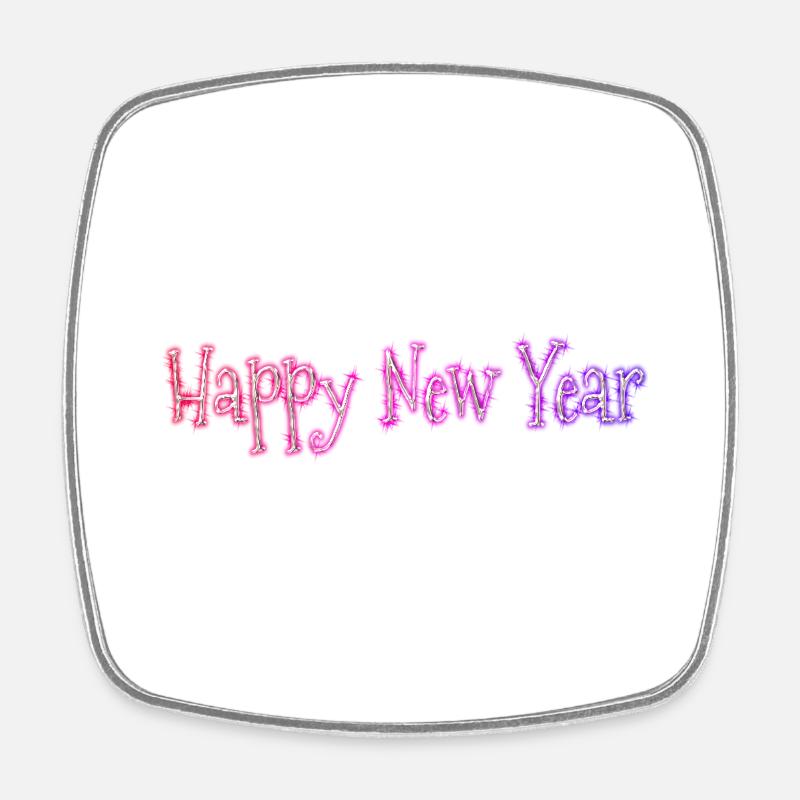 Happy New Year - Square fridge magnet - white