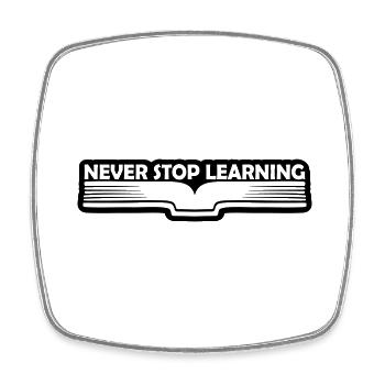 never stop learning Zitat - Viereckiger Kühlschrankmagnet - Weiß - Vorne