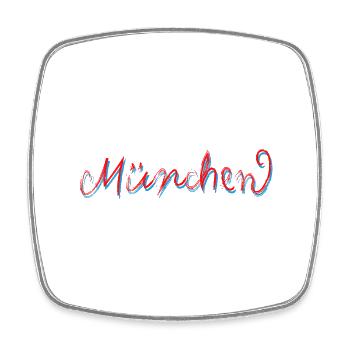 München - Viereckiger Kühlschrankmagnet - Weiß - Vorne