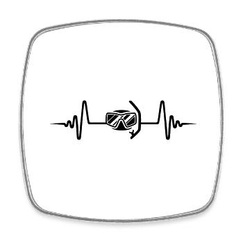 Diving goggles pulse - Square fridge magnet - white - Front