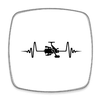 Symbole de moulinet de pêche Pulse - Magnet carré - blanc - Devant